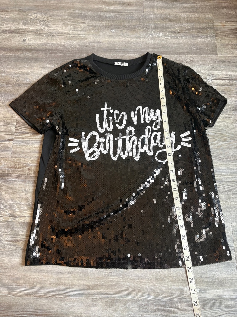 Black Sequin "It's My Birthday" Tee - Picture 3 of 9